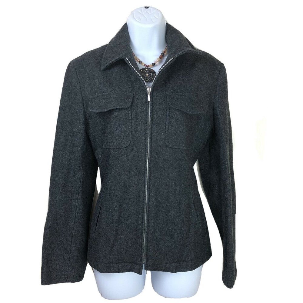J CREW Womens Gray Short Wool Blend Zip Up Jacket